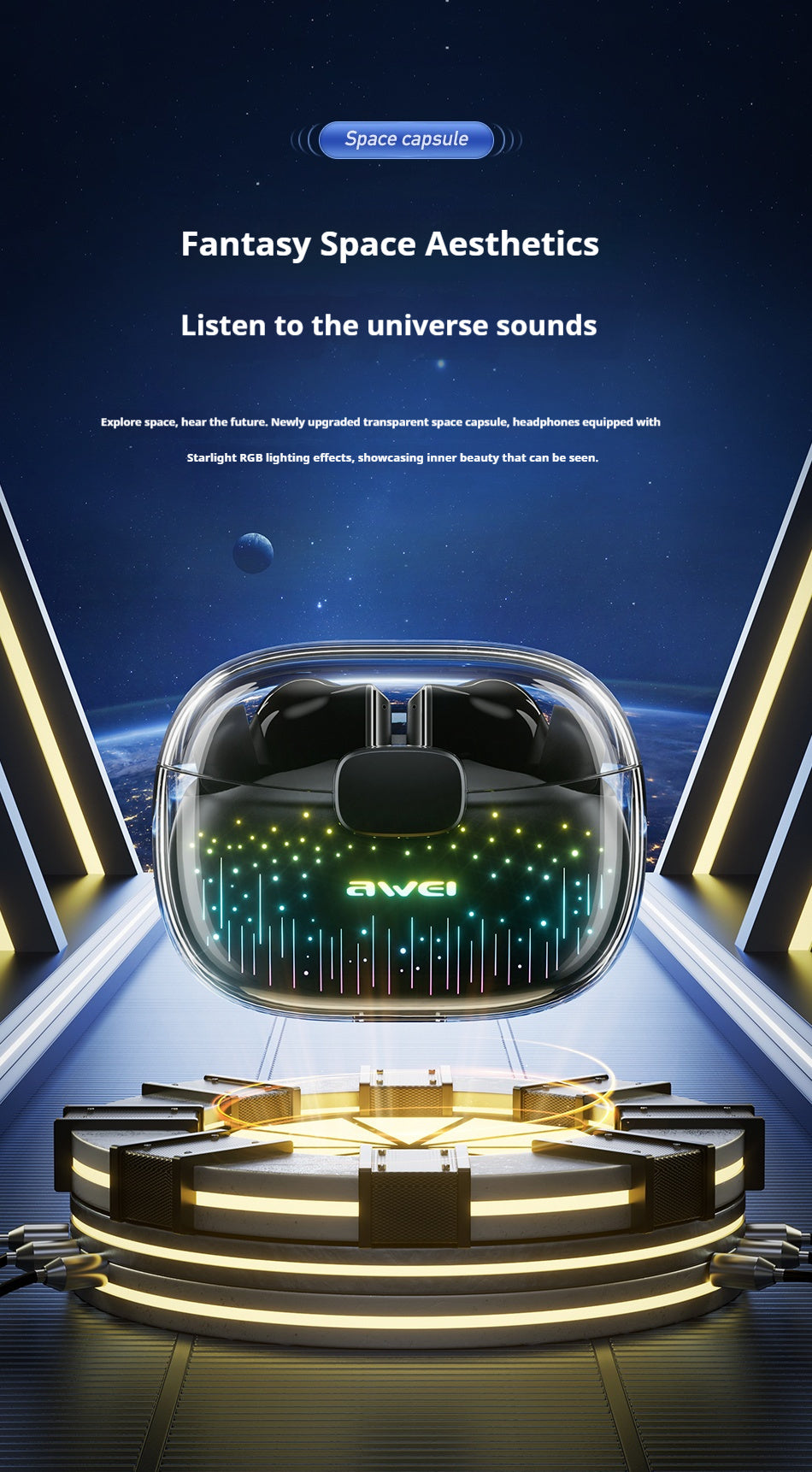 AWEI Starry Sky Gaming Bluetooth Headset - Livré uniquement en Italie 🇮🇹