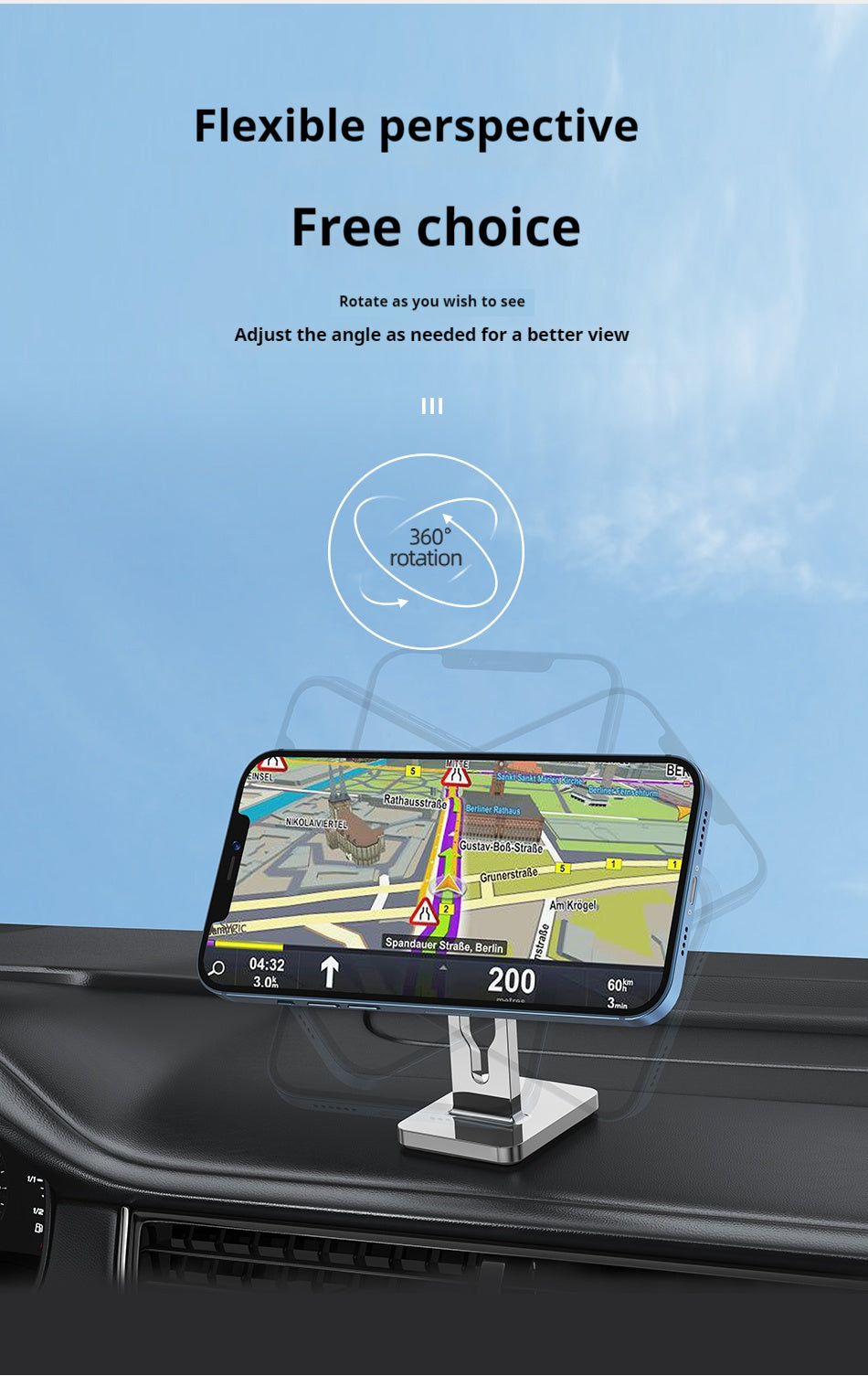 Support Téléphone Voiture Mini Compact - Fixation Grille Aération - Livré uniquement en Italie 🇮🇹