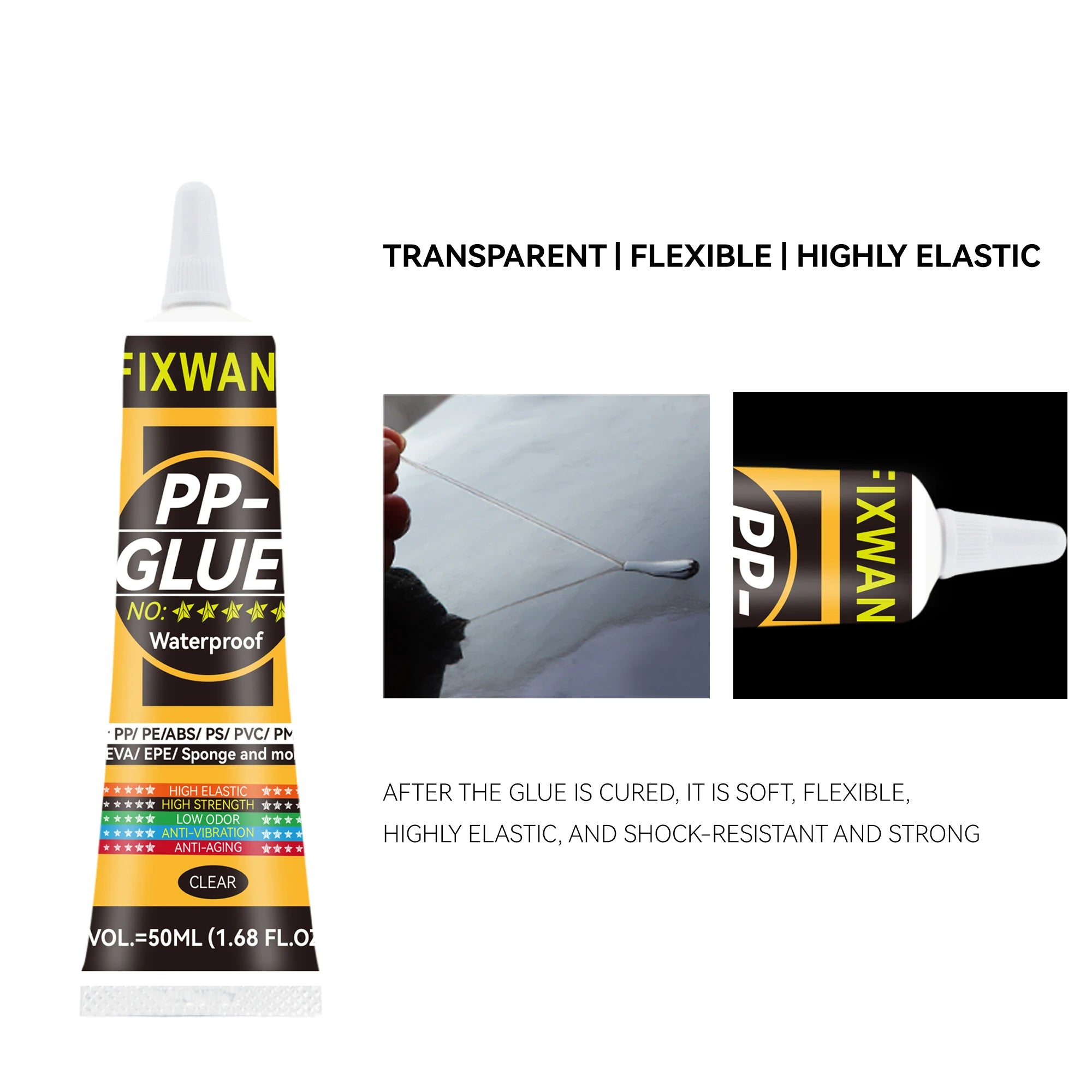Colle Plastique FIXWANT 50ml - PP PE PVC Cuir - Étanche et Ultra Résistante