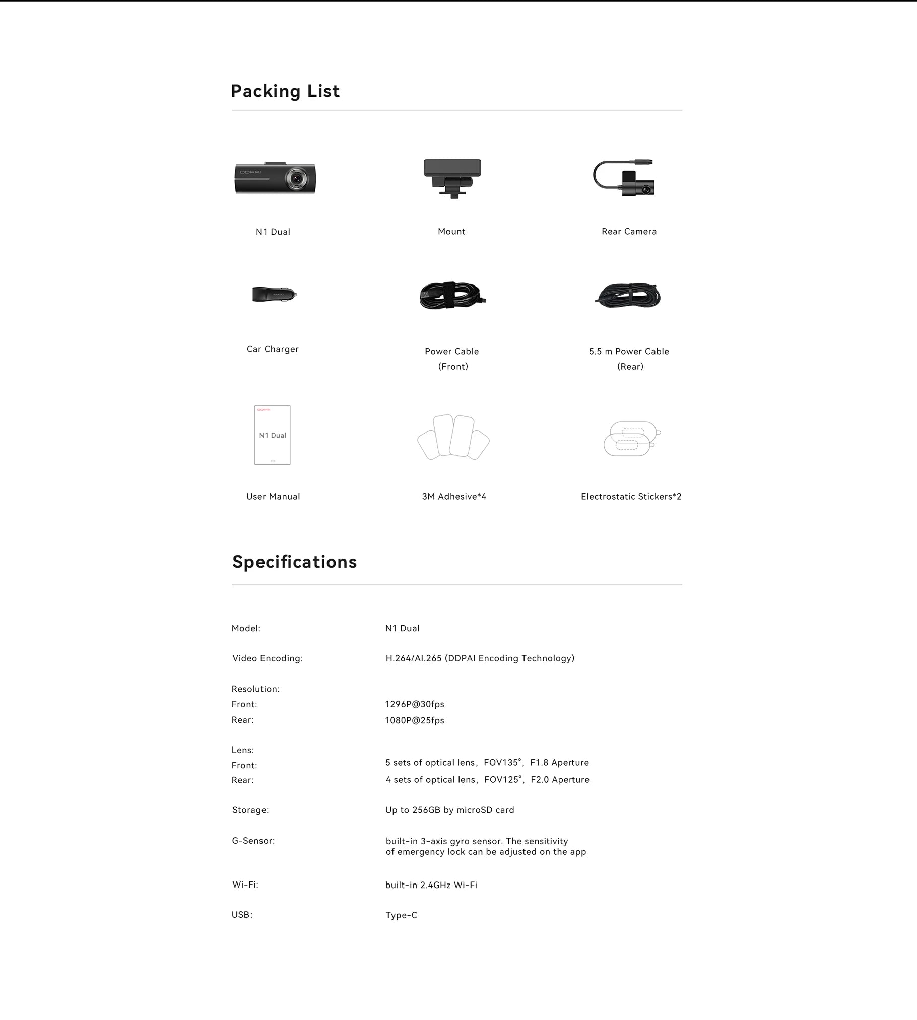 Câble alimentation USB DDPAI N1"
"Câble caméra arrière DDPAI N1 6 mètres