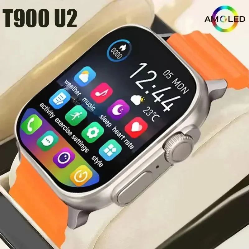 Montre connectée T900 U2 pour hommes et femmes, appels Bluetooth, sans fil