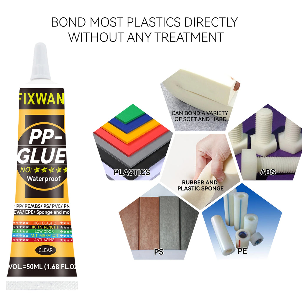 Colle Plastique FIXWANT 50ml - PP PE PVC Cuir - Étanche et Ultra Résistante