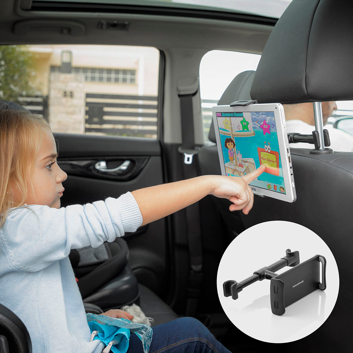Supporto per tablet da poggiatesta per auto - Rotazione a 360° per bambini e adulti