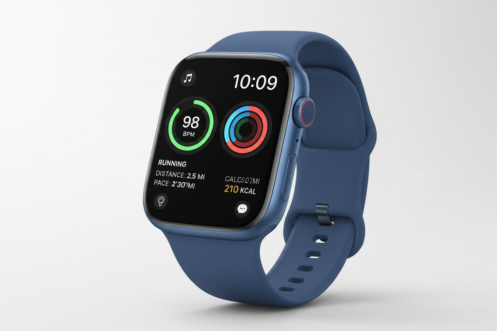 Apple Watch Series 7 bleue avec écran actif