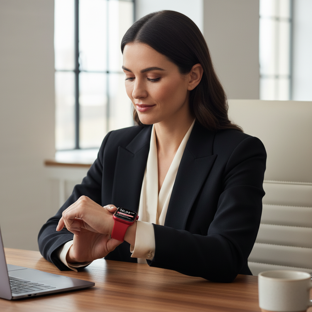 Businesswoman avec Apple Watch