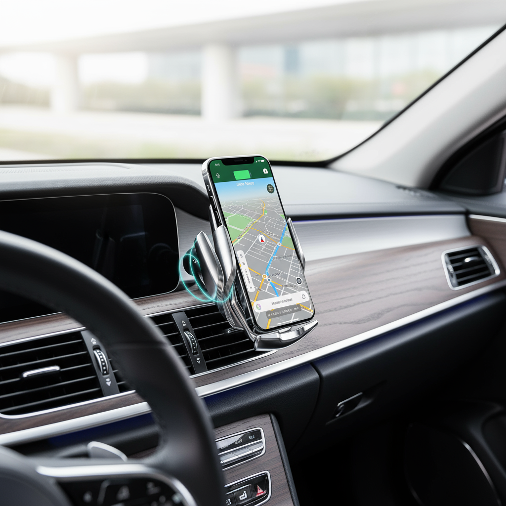 Chargeur sans fil voiture en utilisation avec GPS