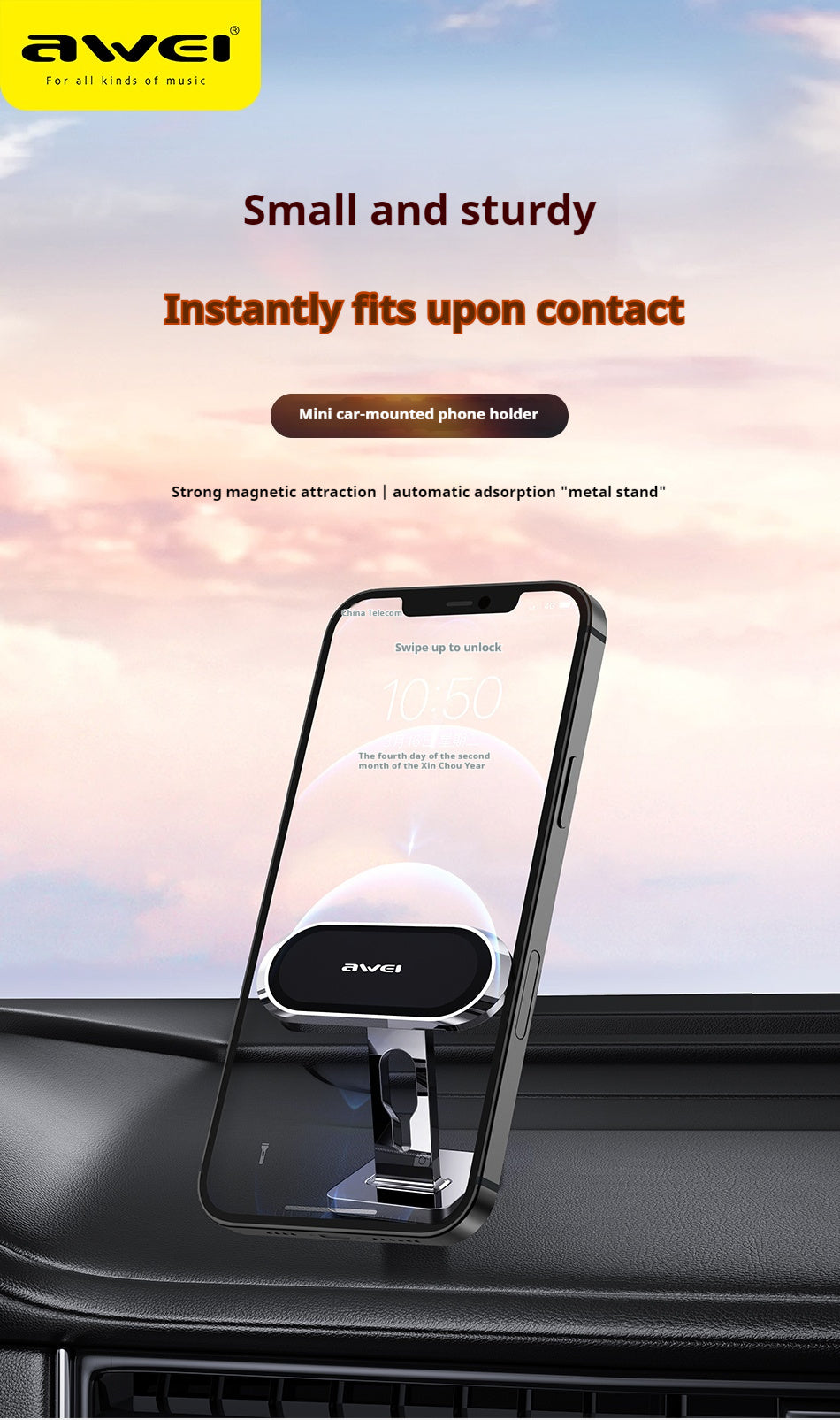 Support Téléphone Voiture Mini Compact - Fixation Grille Aération - Livré uniquement en Italie 🇮🇹