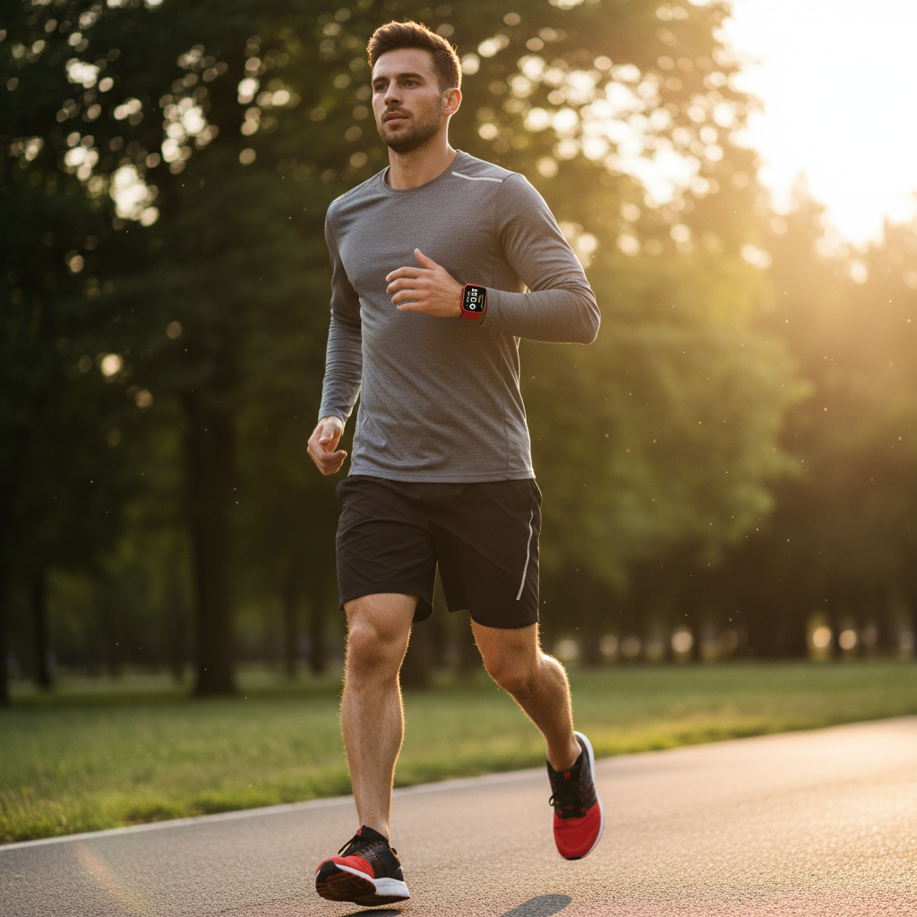 Homme sportif avec Apple Watch