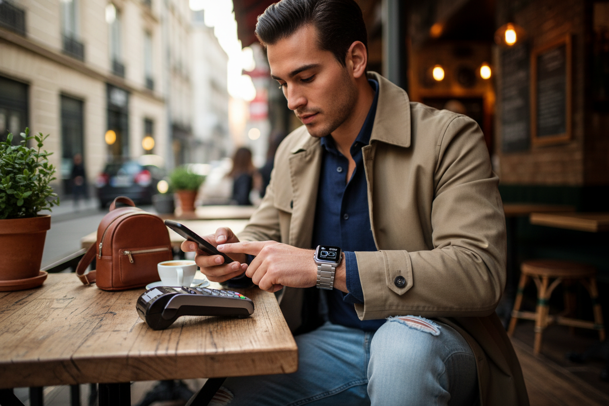Jeune homme avec Apple Watch Series 7