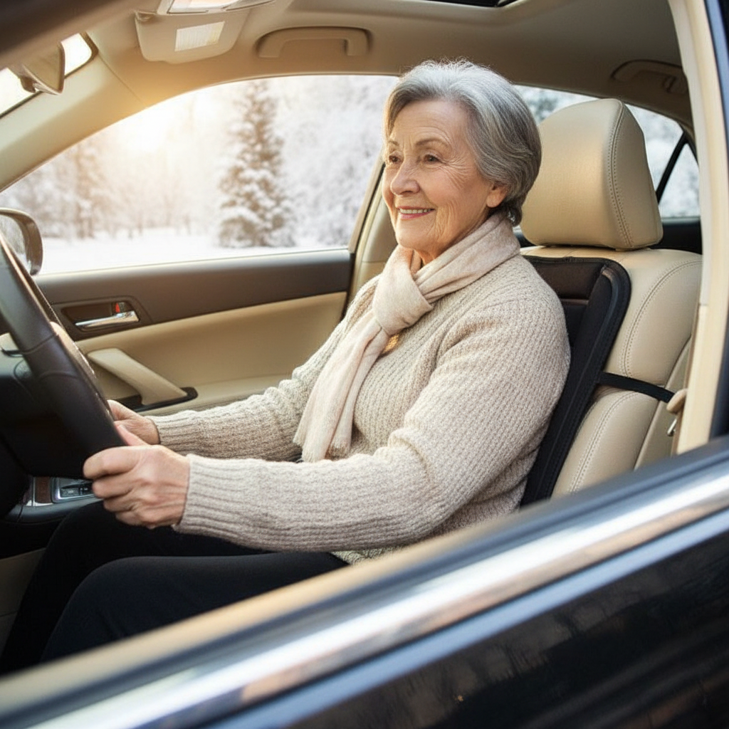Personne âgée confortable avec coussin chauffant