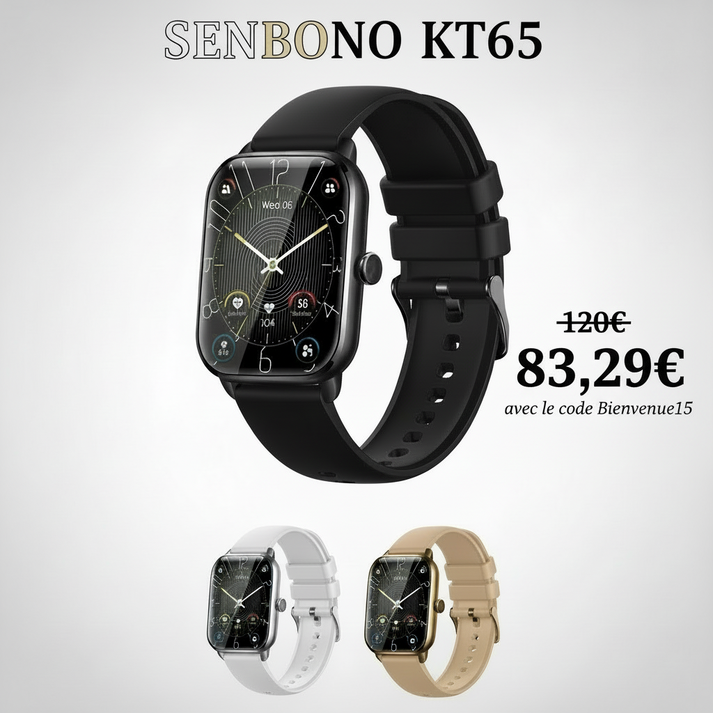 SENBONO KT65 Noire montre connectée livraison express france